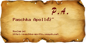 Paschka Apolló névjegykártya